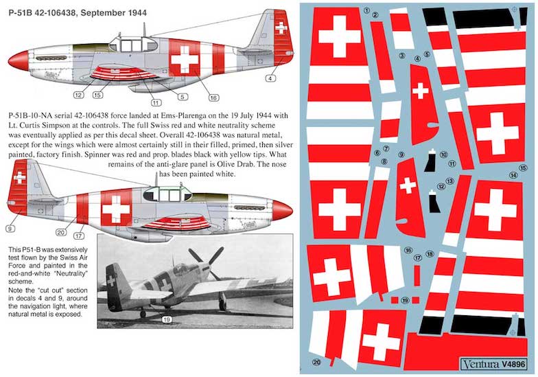 V4896 Swiss "Neutrality" marked P-51B Mustang