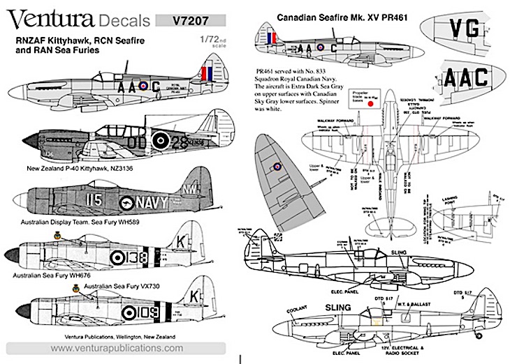 V7207 RNZAF Kittyhawk, RCN Seafire and RAN Sea Furies