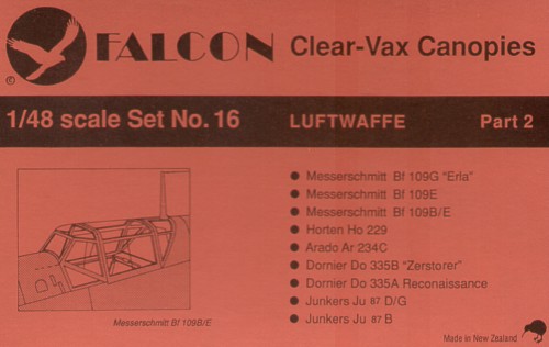 Clearvax Canopy Set #16 Luftwaffe, World War II (part 2)