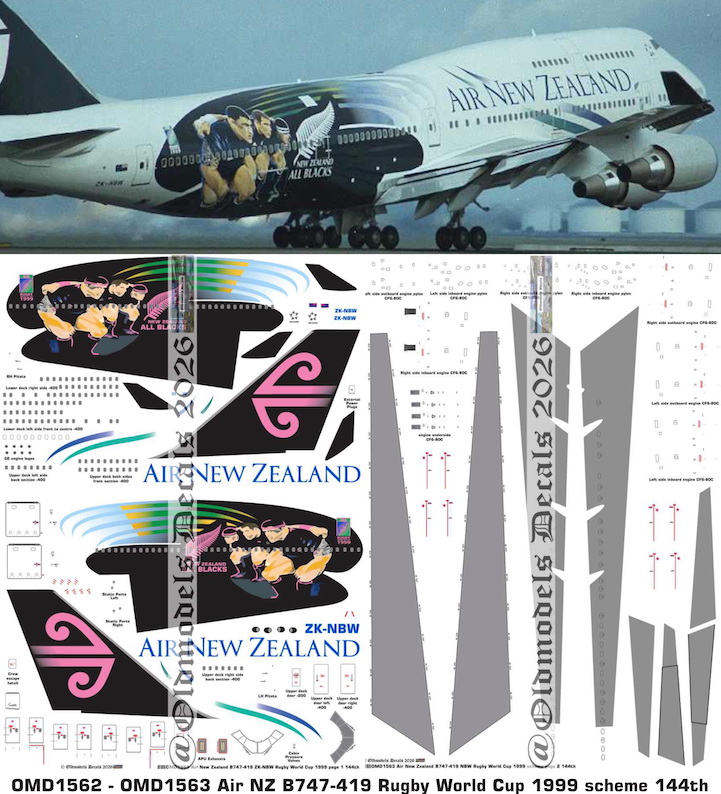 OMD1562 - OMD1563 Boeing B747-419 Air New Zealand Rugby World Cup (image for) OMD1562 - OMD1563 Boeing B747-419 Air New Zealand Rugby World Cup