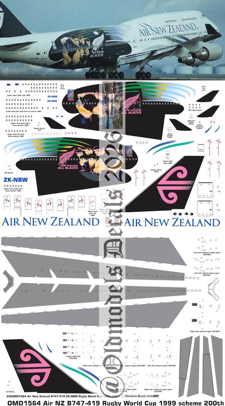 OMD1564 Boeing B747-419 Air New Zealand Rugby World Cup (image for) OMD1564 Boeing B747-419 Air New Zealand Rugby World Cup