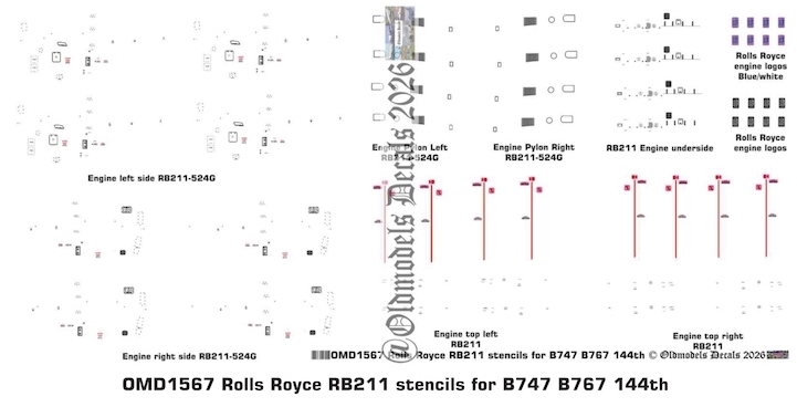 OMD1567 Rolls Royce RB211 Stencils (image for) OMD1567 Rolls Royce RB211 Stencils