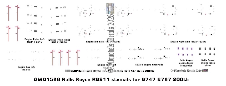 OMD1568 Rolls Royce RB211 Stencils (image for) OMD1568 Rolls Royce RB211 Stencils