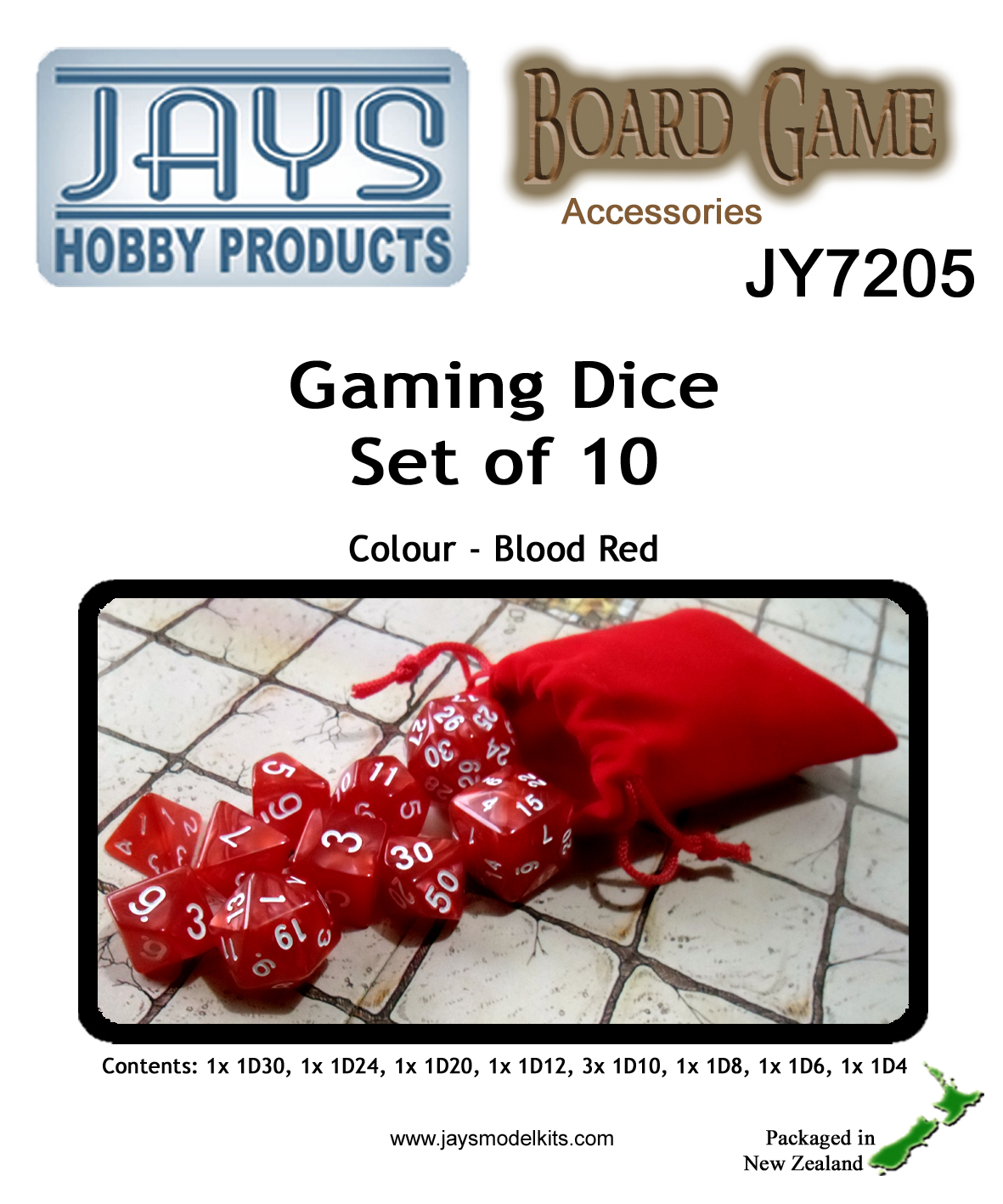 JY7205 Gaming Dice Set of Ten - Colour: Blood Red (image for) JY7205 Gaming Dice Set of Ten - Colour: Blood Red