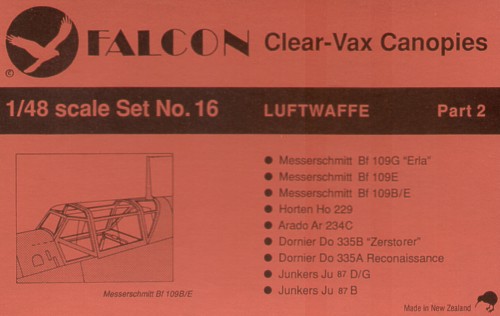 Clearvax Canopy Set #16 Luftwaffe, World War II (part 2) (image for) Clearvax Canopy Set #16 Luftwaffe, World War II (part 2)