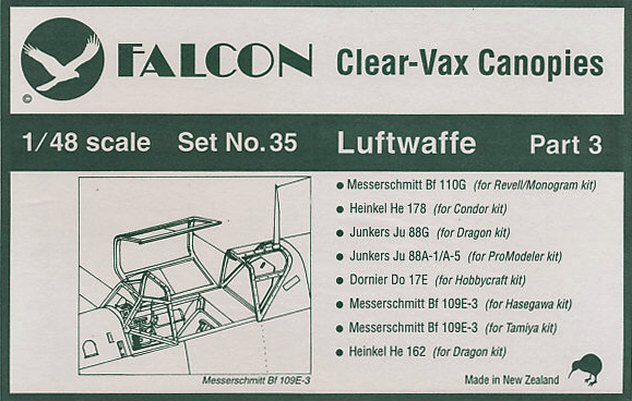 Clearvax Canopy Set #35 Luftwaffe, World War II (part 3) (image for) Clearvax Canopy Set #35 Luftwaffe, World War II (part 3)
