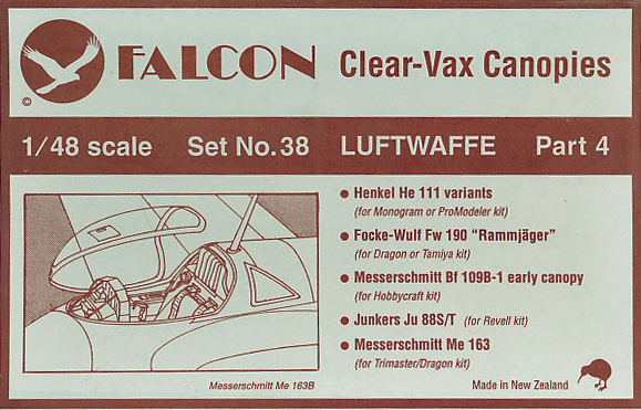 Clearvax Canopy Set #38 Luftwaffe, World War II (part 4) (image for) Clearvax Canopy Set #38 Luftwaffe, World War II (part 4)