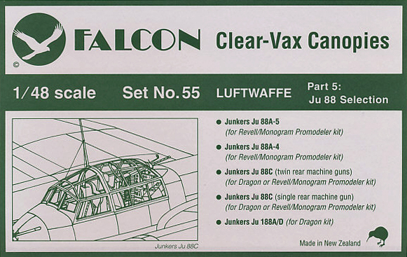 Clearvax Canopy Set #55 Luftwaffe (part 5) – Ju 88 Selection (image for) Clearvax Canopy Set #55 Luftwaffe (part 5) – Ju 88 Selection