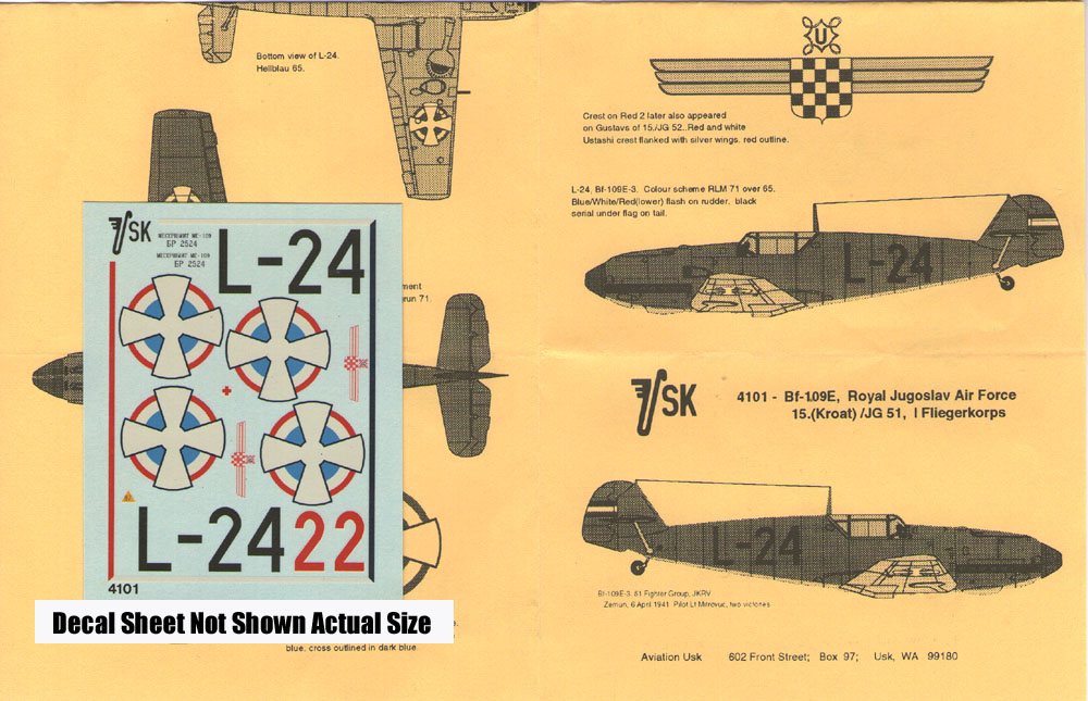 4101 Royal Jugoslav AF Bf109E (image for) 4101 Royal Jugoslav AF Bf109E
