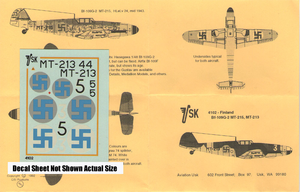 4102 Finnish AF Bf109G-2 (image for) 4102 Finnish AF Bf109G-2